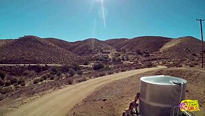 outdoors doesn't stop brunette and blonde lesbians licking pussy and tribbing