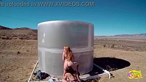 outdoors doesn't stop brunette and blonde lesbians licking pussy and tribbing