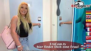 black haired teen slut with natural tits licks cum after wild facial fucking