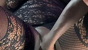 Ebony squirter achieves multiple orgasms with the powerful sex machine