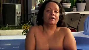 mature latina milf invites you to join her in the caribbean pool