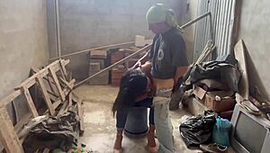 Bricklayer Rips Clothes Off Horny Latina Whore and Fucks Her Dripping Wet Pussy Hard on Desk