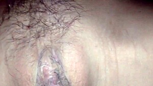 Horny teacher spreads shaved pussy for hard creampie orgasm