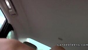 petite blonde teen hitchhiker sucks and fucks stranger's cock in car