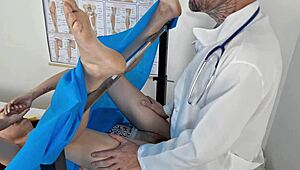 My doctor fingers my ass and fucks my pussy, leaving it creamy with cum.