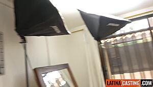 tiny latina teen 18+ cutie sucks big cock pov in sloppy blowjob session.