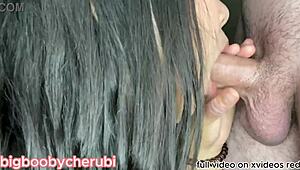 Busty Asian Sucks Cock for the Fourth of July