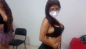 Slutty Latina Students In Lingerie Dance Seductively For Boyfriends Uniform Tease