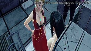 Tifa endures Ocelot's machine tormenting her tits