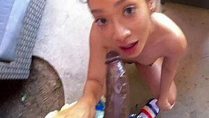 damn, this sexy honduras slut is takin' that huge bbc deep outside by the pool