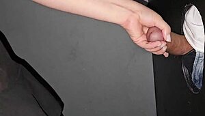 Glory hole in cabin, naughty fun with big black cock.