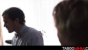 Young Stepson Tastes Tattooed Blonde MILF's Big Tits Ass in Taboo Jeans Fantasy