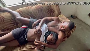 girlfriend's curvy tattooed body shines in our cozy homemade evening