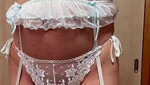 bunny anal plug in bloomers sexy lingerie pierced nipples maid uniform fun