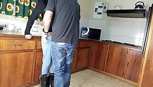 Quickie kitchen fuck standing sex