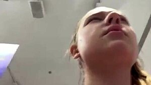 young teen bbw masturbates with dildo in public locker room, reaching extreme orgasm