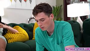 French milf stepmom anissa kate catches her naughty stepson