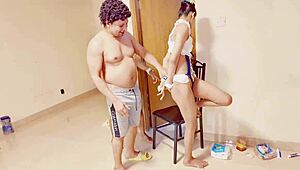 I watch two small titted brunettes blow and ride one cock