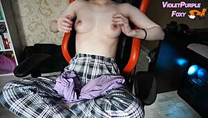 Virgin fingers nipples to orgasm alone.