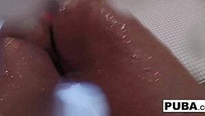 christiana's shower glitters lead to her teasing every wet curve slowly