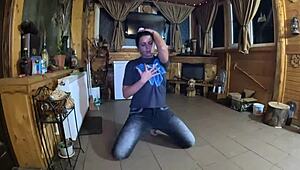 face-fucking milf in tight jeans then explosive cum play!