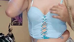 beautiful trans woman sensually touches herself in intimate moment at home