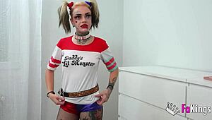 i found nasty lady medusa as harley quinn craving my monster cock ride