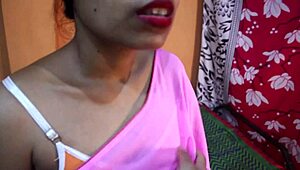 my indian bhabhi in pink saree shakes big ass blows boyfriend rough cheating closeup