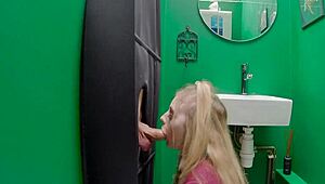 british teen in uniform sucks stranger cock at gloryhole and swallows