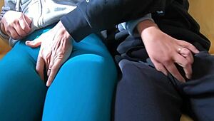 Stepsis Grabs My Cock for a Steamy Outdoor Handjob Creampie Finish