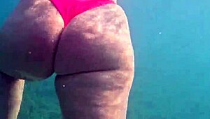 Curvy PAWG Swims in Thong Bikini Underwater 4K