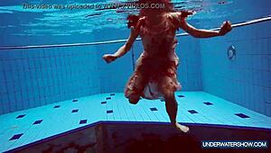 martina croatian redhead bikini babe showers poolside nudist style