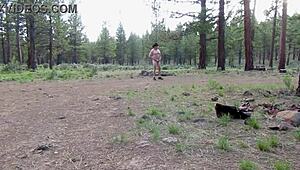 you seeing simscristian05 strip naked at campground entrance in sheer outfit exhibitionist style?