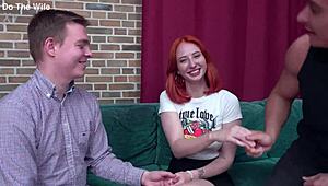 hey check out this redhead wife emma korti taking a rough anal creampie right in front of her hubby