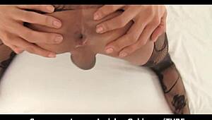 damn this busty asian ladyboy takes bareback anal in pantyhose!