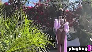 ana foxxx poses lingerie by pool masturbates petite ebony body