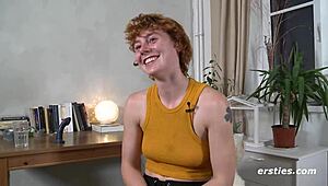Polyamorous Berlin Redhead Fingers Wet Trimmed Pussy Solo on Camera