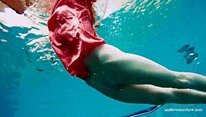 sexy czech teen avenna swims nude pool tight pussy flashes ass underwater