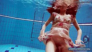 martina croatian redhead bikini babe showers poolside nudist style
