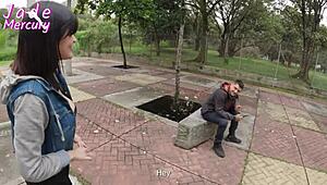 Colombian slut flashes wet pussy hunting guys at metro