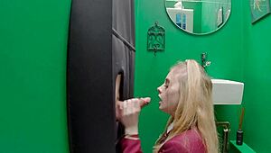 british teen in uniform sucks stranger cock at gloryhole and swallows