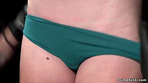 Bound Blonde Slave Gags On Deepthroat Vibrator While Whipped And Choked Hard