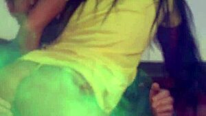 What if horny brunette rips clothes and fingers pussy on stage?