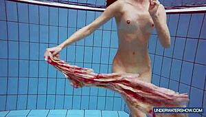 martina croatian redhead bikini babe showers poolside nudist style