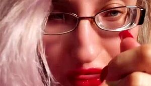 perfect red lip gloss lips tease glasses findom goaldigger joi cash slavery