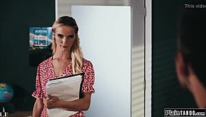 Creepy janitor licks hairy teen pussy then fucks her hard 😈 old young taboo deepthroat action