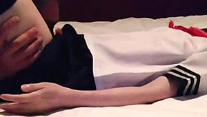 Petite Maid in Miniskirt Sucks Cock Then Gets Creampied by Friend