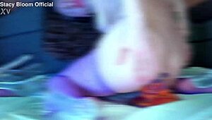 stacy bloom's tight asshole blooms with huge dildo anal stuffing!