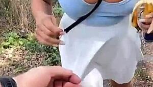 real couple enjoys intimate outdoor fucking session high in the mountains