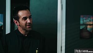 Creepy janitor licks hairy teen pussy then fucks her hard 😈 old young taboo deepthroat action